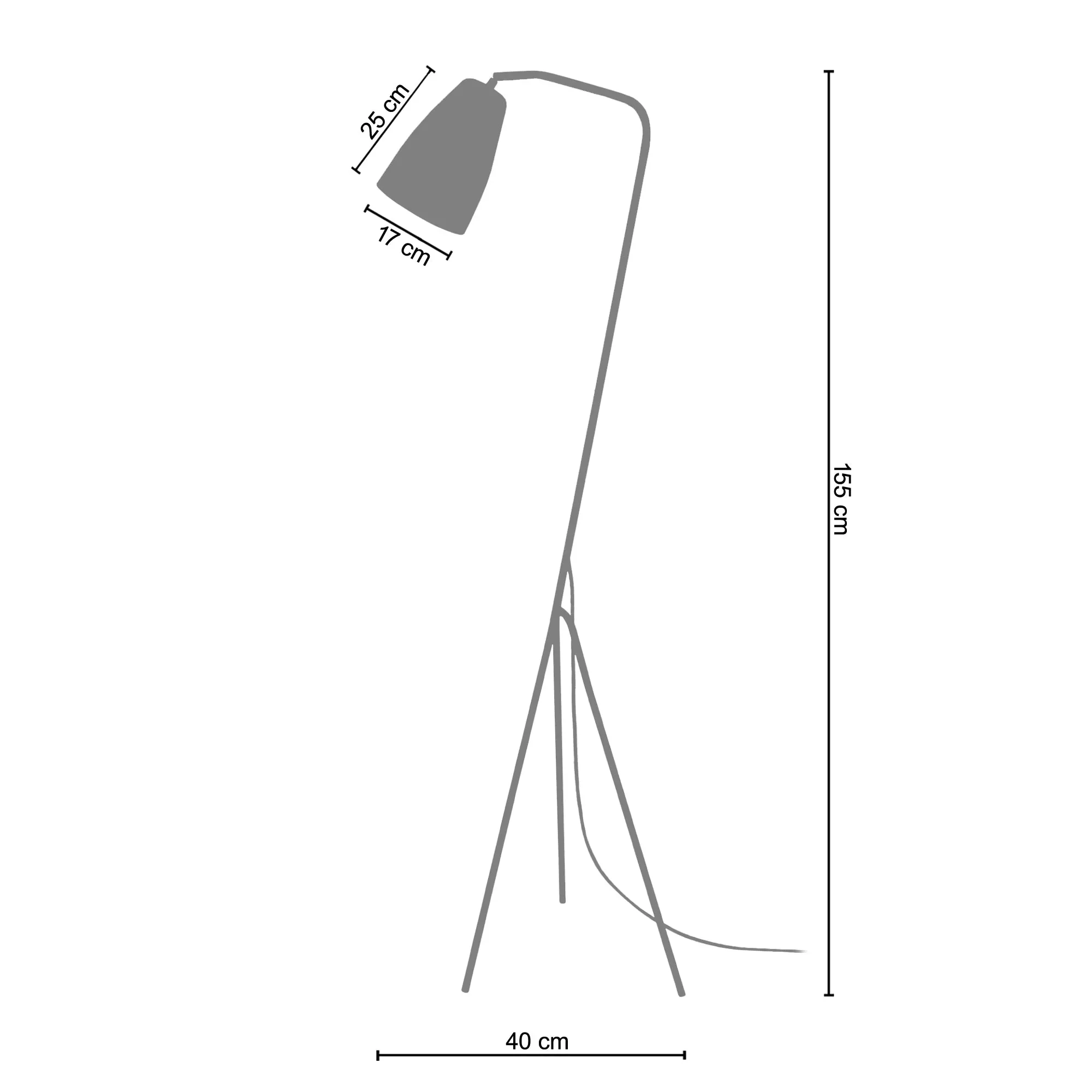 Illustration numéro 3 du produit Lampadaire  métal,Noir ,H 155xD40x P 40cm
