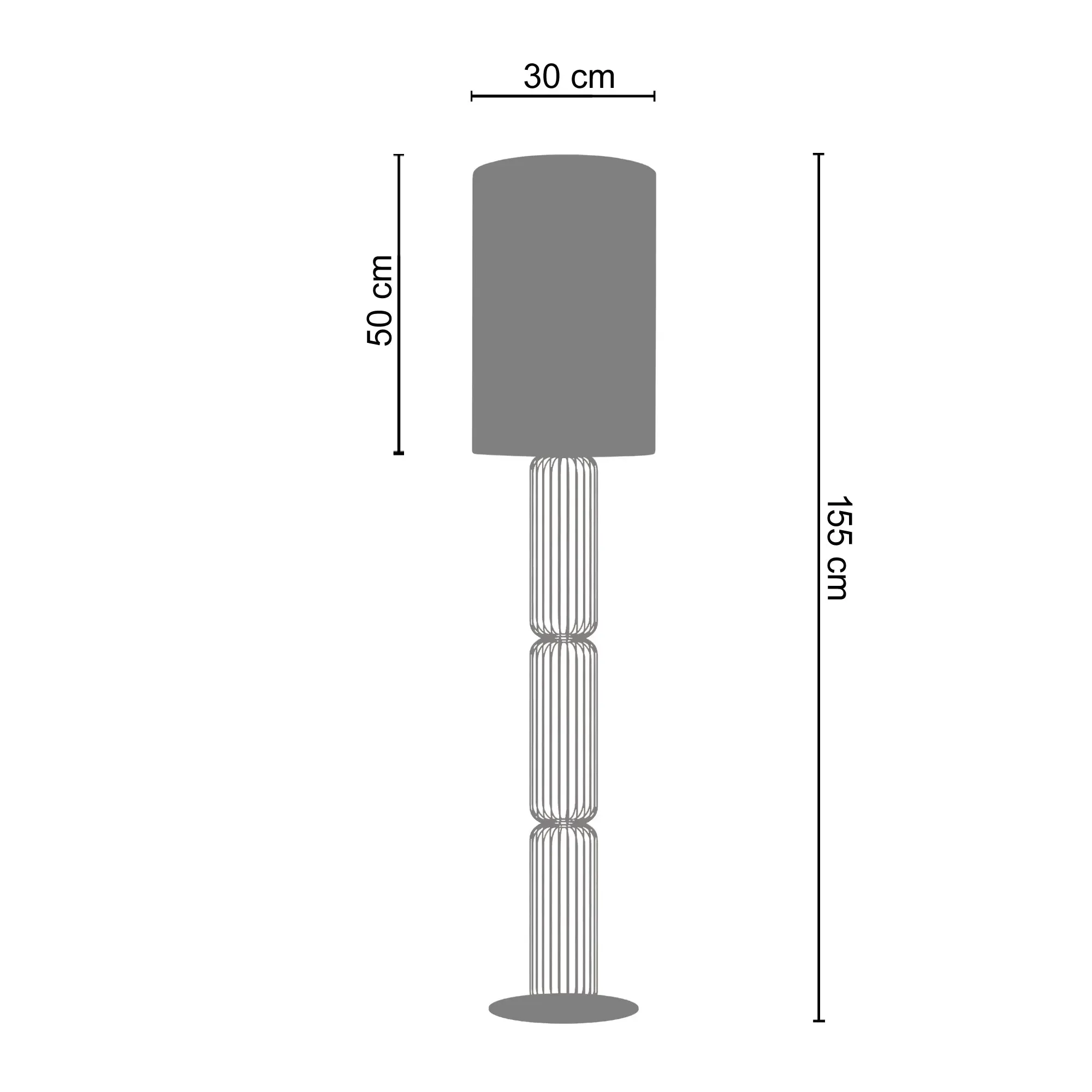 Illustration numéro 3 du produit Lampadaire  métal,Noir ,H155xD30xP30cm