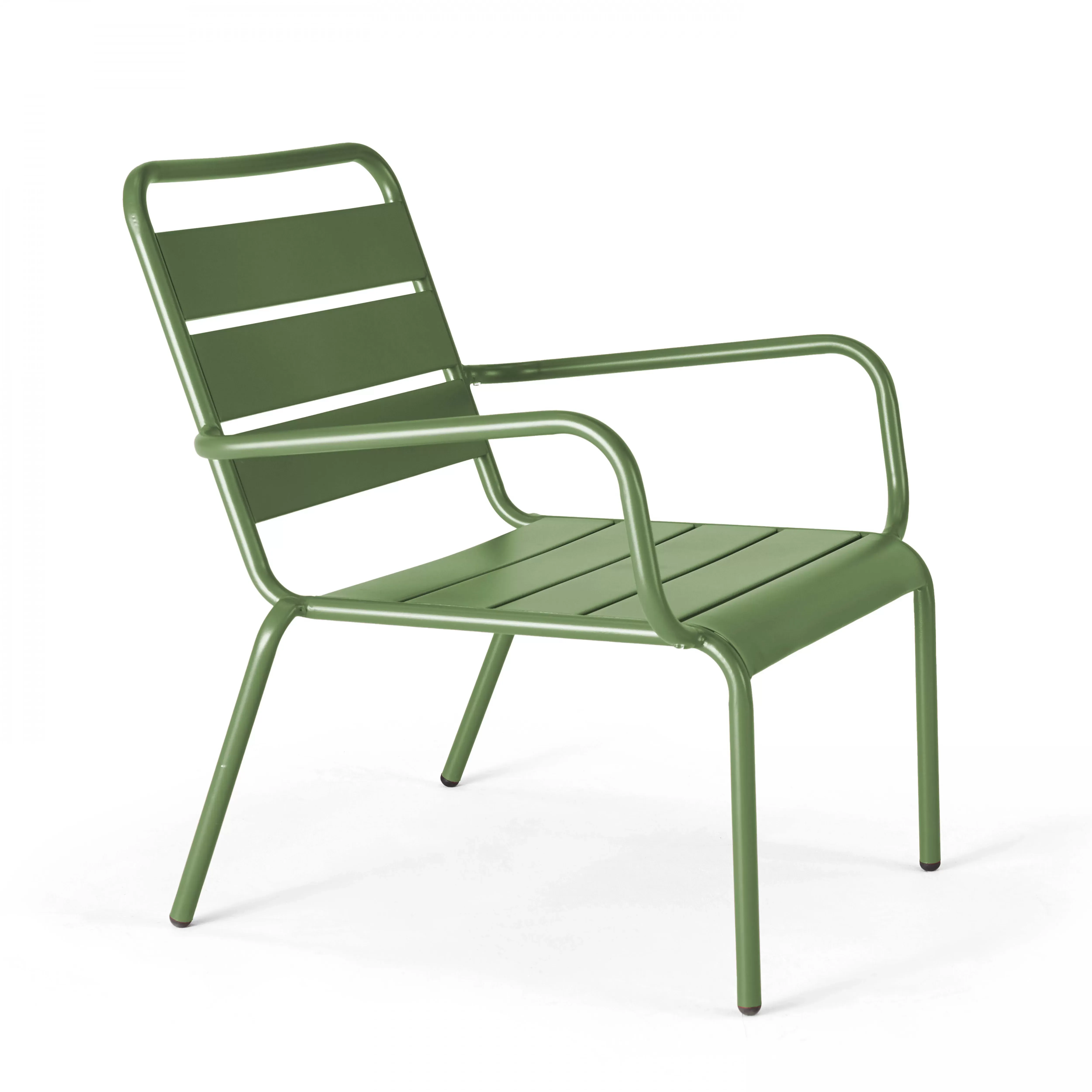 Illustration numéro 3 du produit Lot de 2 fauteuils relax avec repose-pieds en métal vert cactus