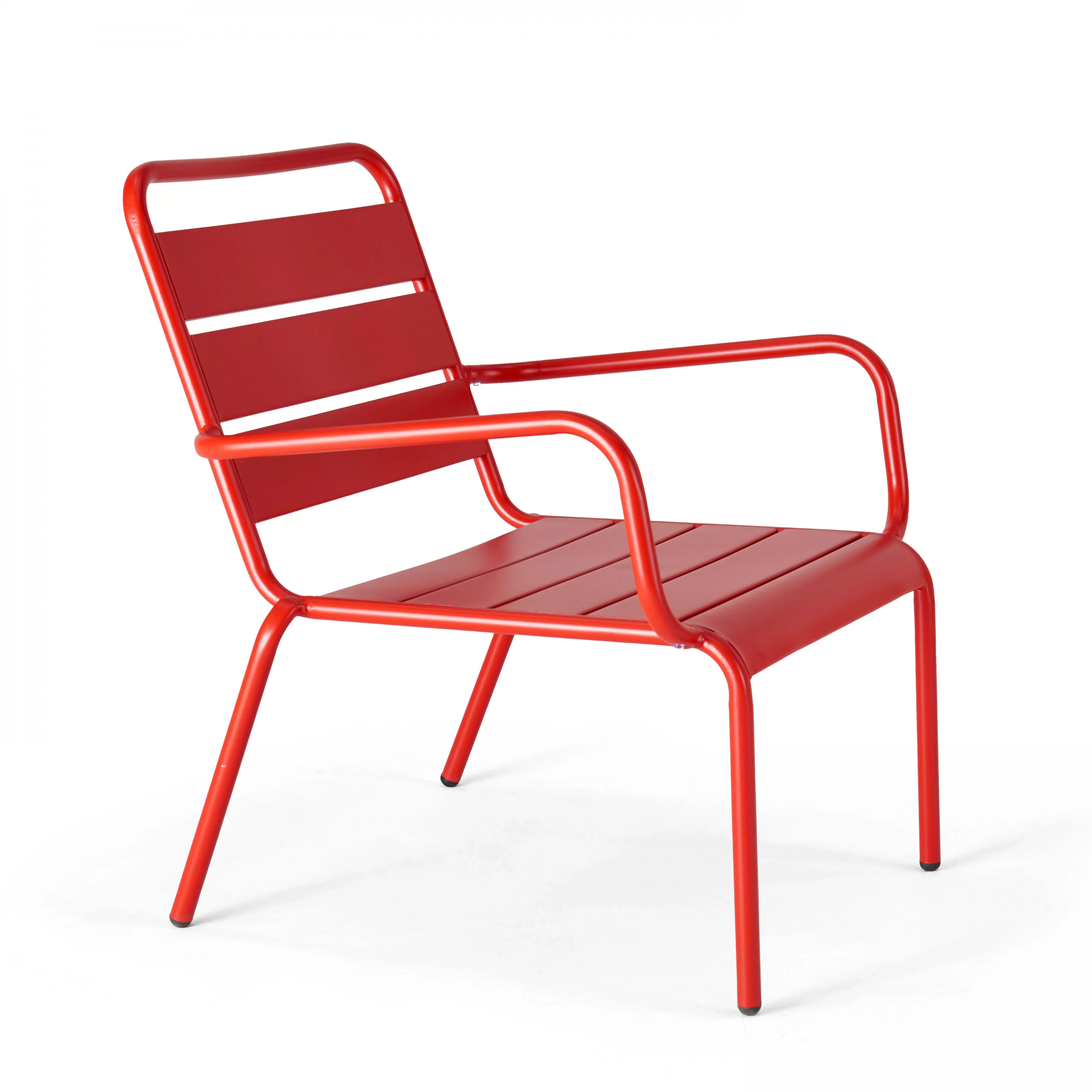 Illustration numéro 3 du produit Lot de 2 fauteuils relax avec repose-pieds en métal rouge