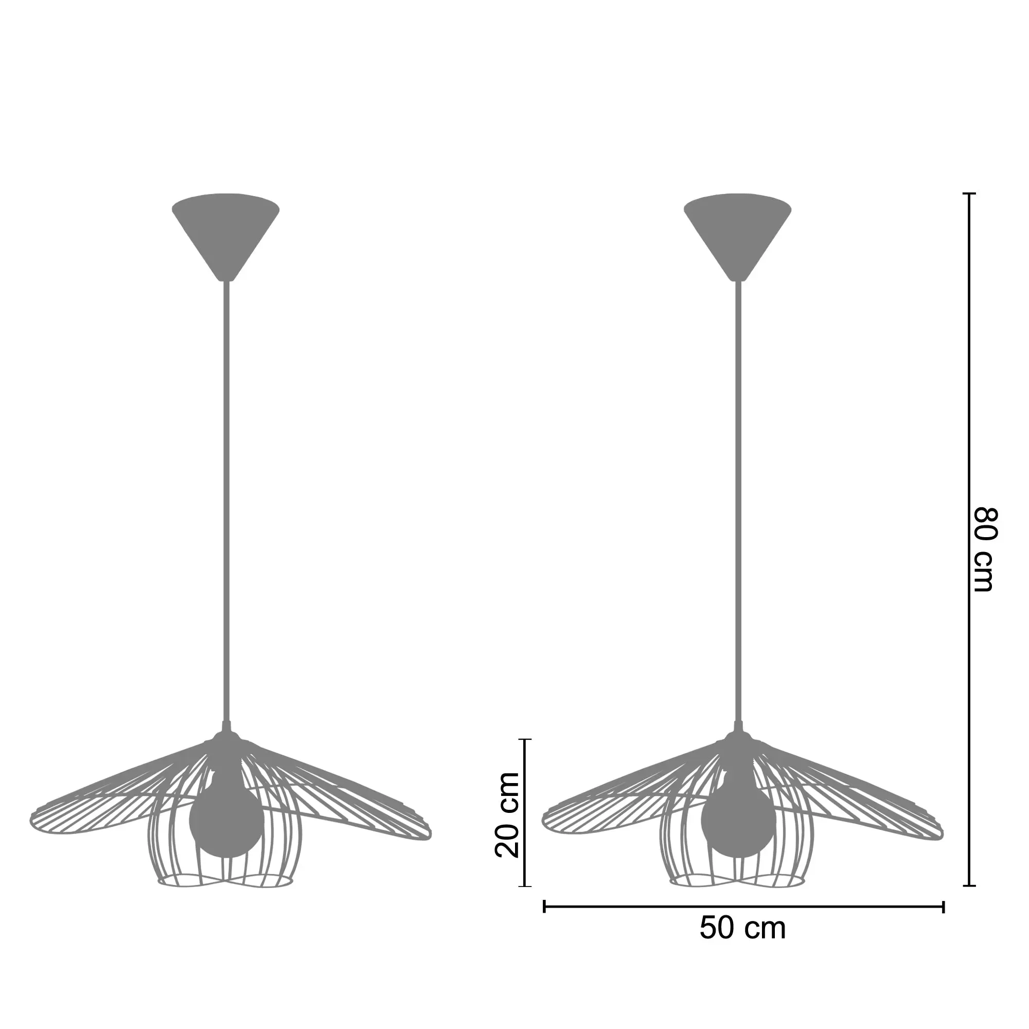 Illustration numéro 3 du produit Suspension  métal,Noir , H 80xD45xP50cm