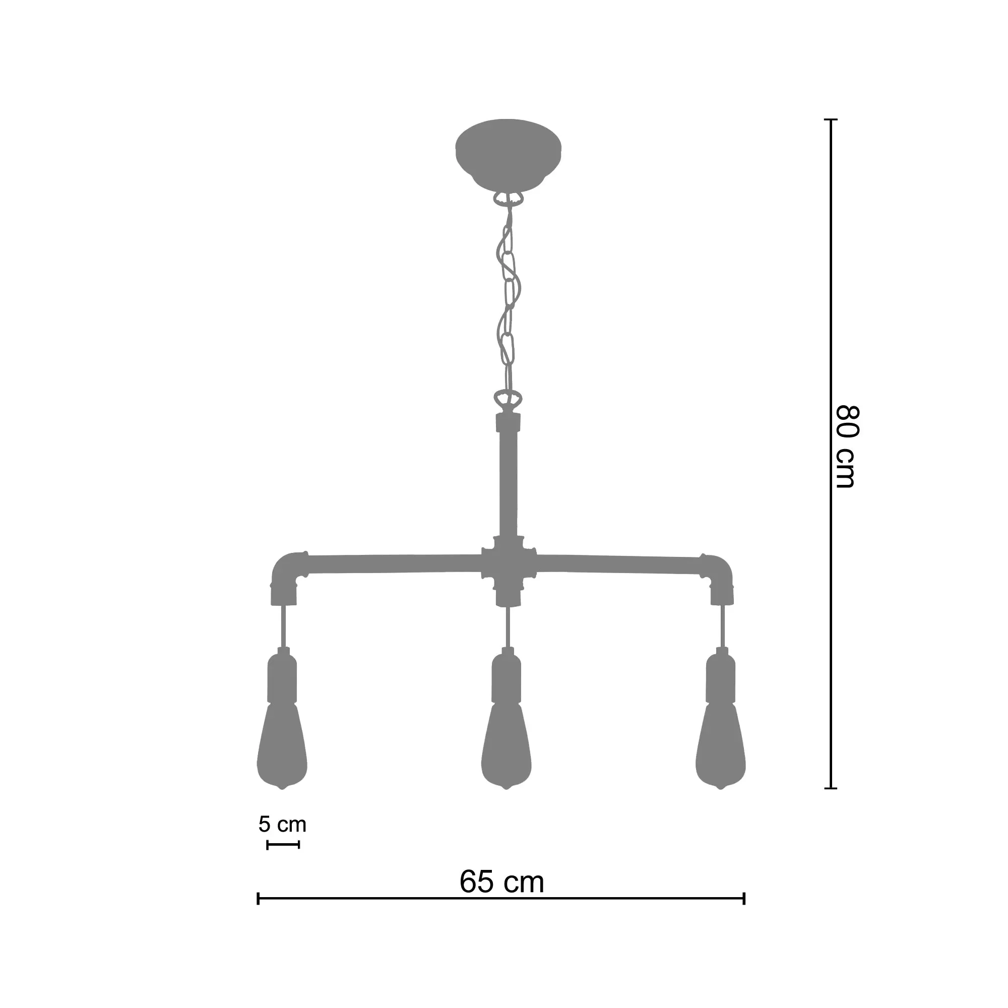 Illustration numéro 3 du produit Lustre  métal,Noir ,H80xD5xP65cm
