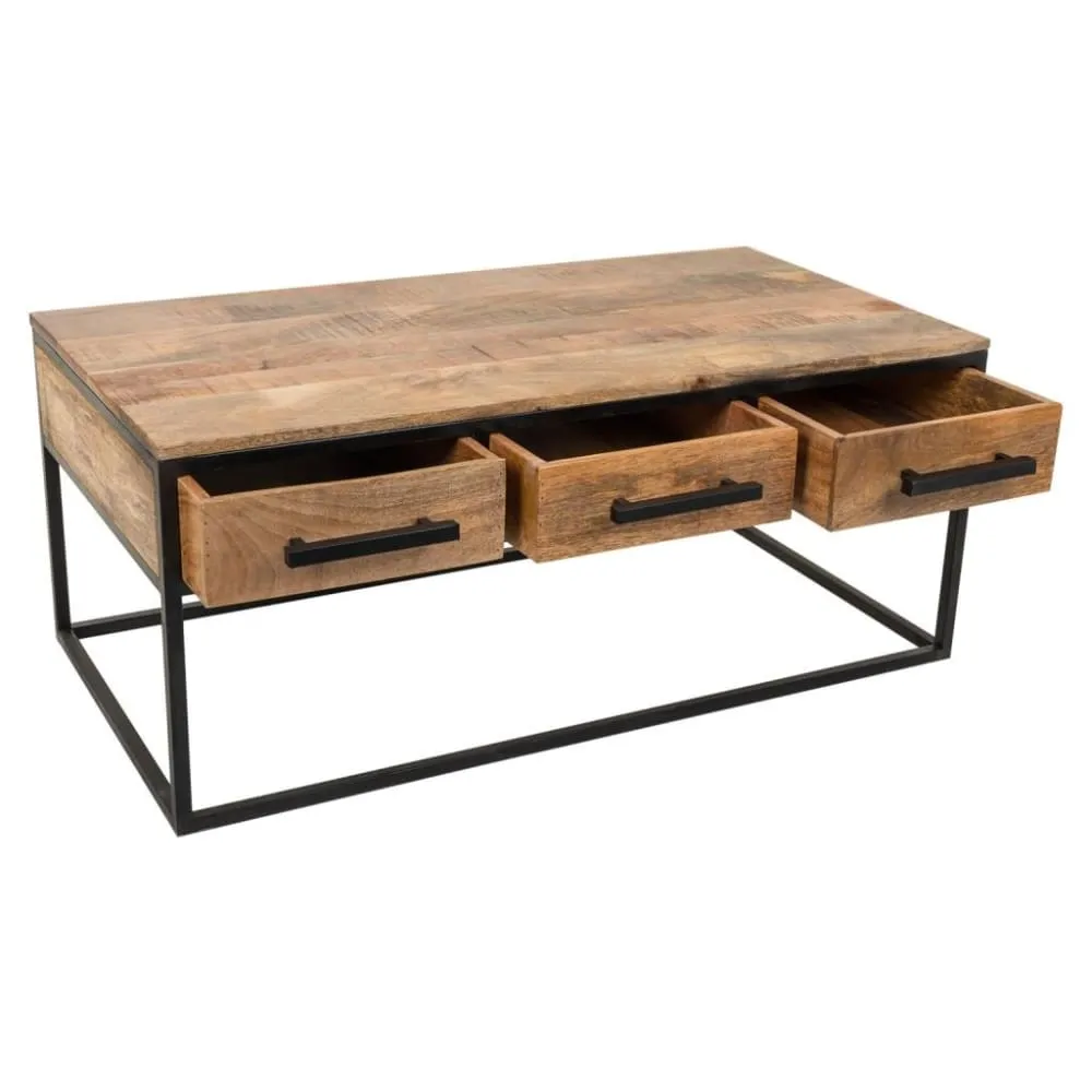 Illustration numéro 3 du produit Table basse en bois et métal marron 119x61x48h