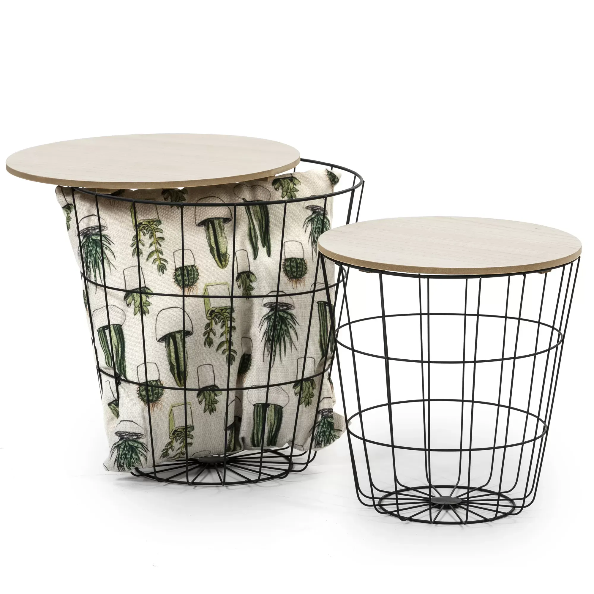 Illustration numéro 3 du produit Set de 2 Tables basses, plateau en placage de bois naturel