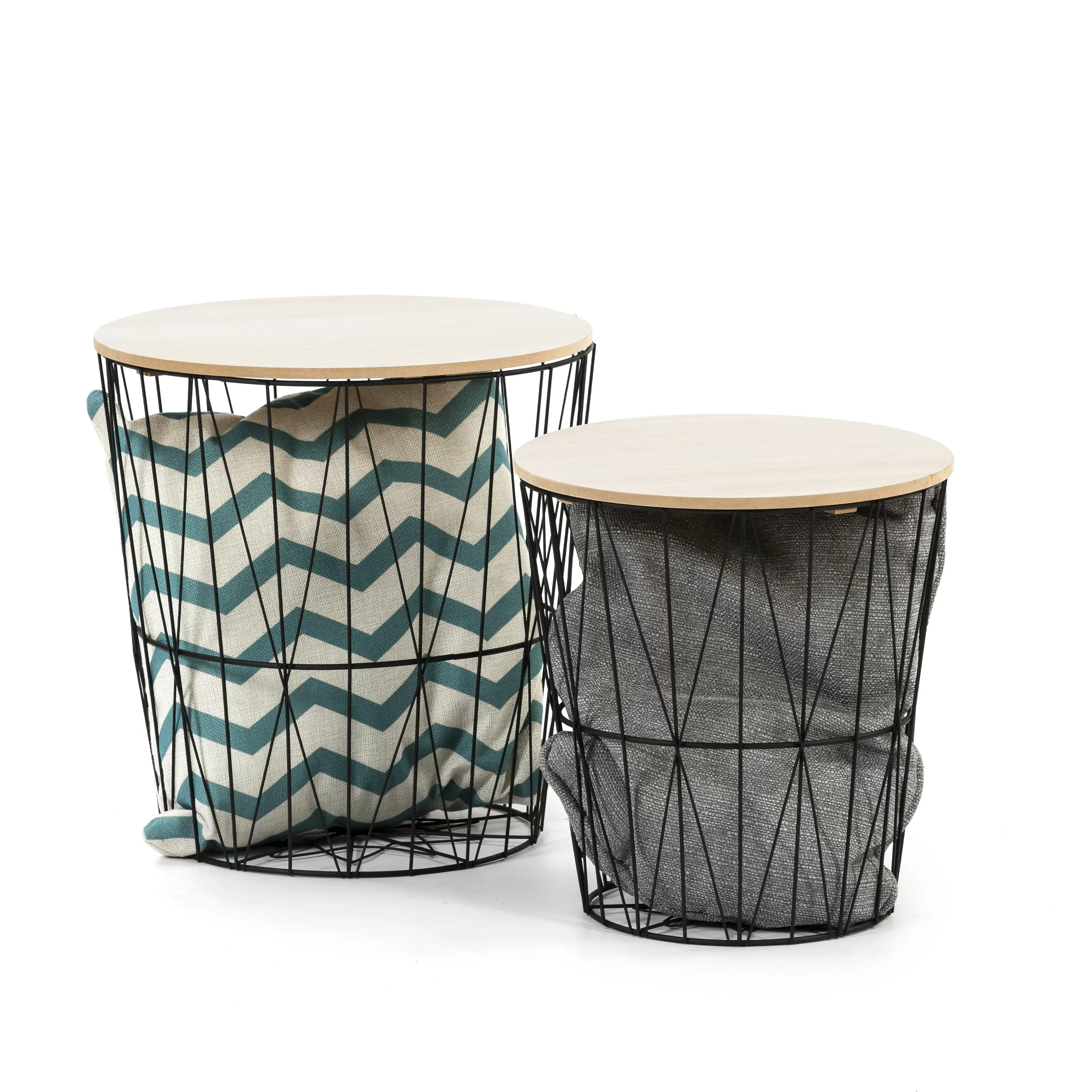 Illustration numéro 3 du produit Set de 2 Tables basses,plateau en placage de bois naturel