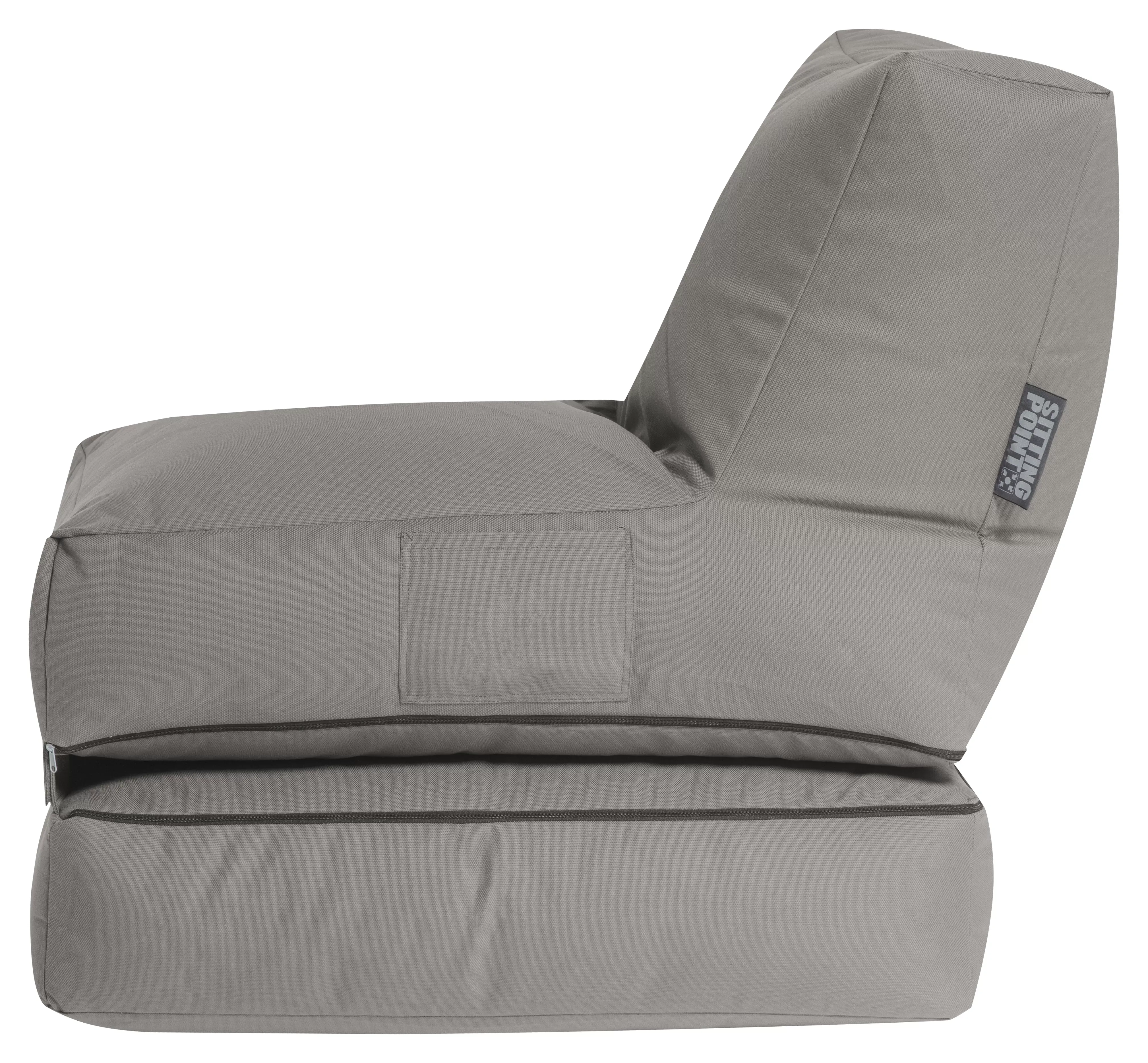 Illustration numéro 3 du produit Pouf extérieur super qualité Dralon gris, dossier dépliable 90x70x80cm