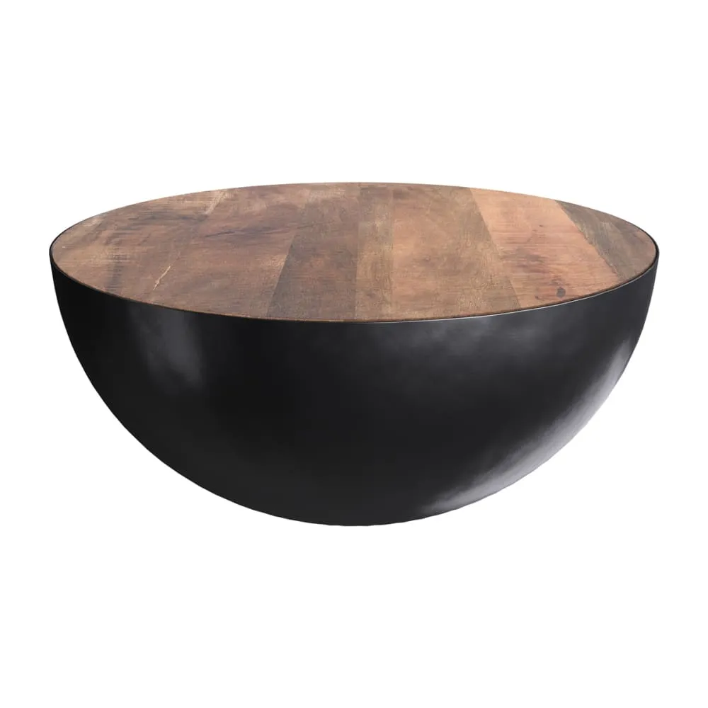 Illustration numéro 3 du produit Table basse ronde en bois massif et métal d90 cm