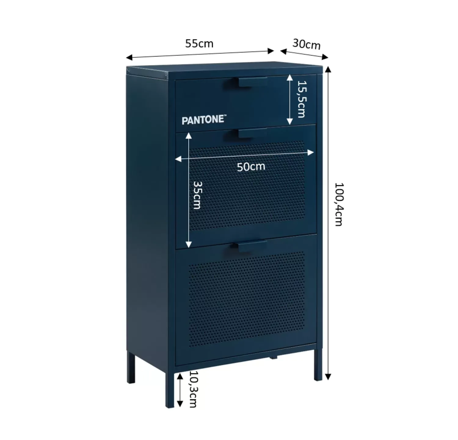 Illustration numéro 3 du produit Meuble à chaussures métal bleu nuit 55cm