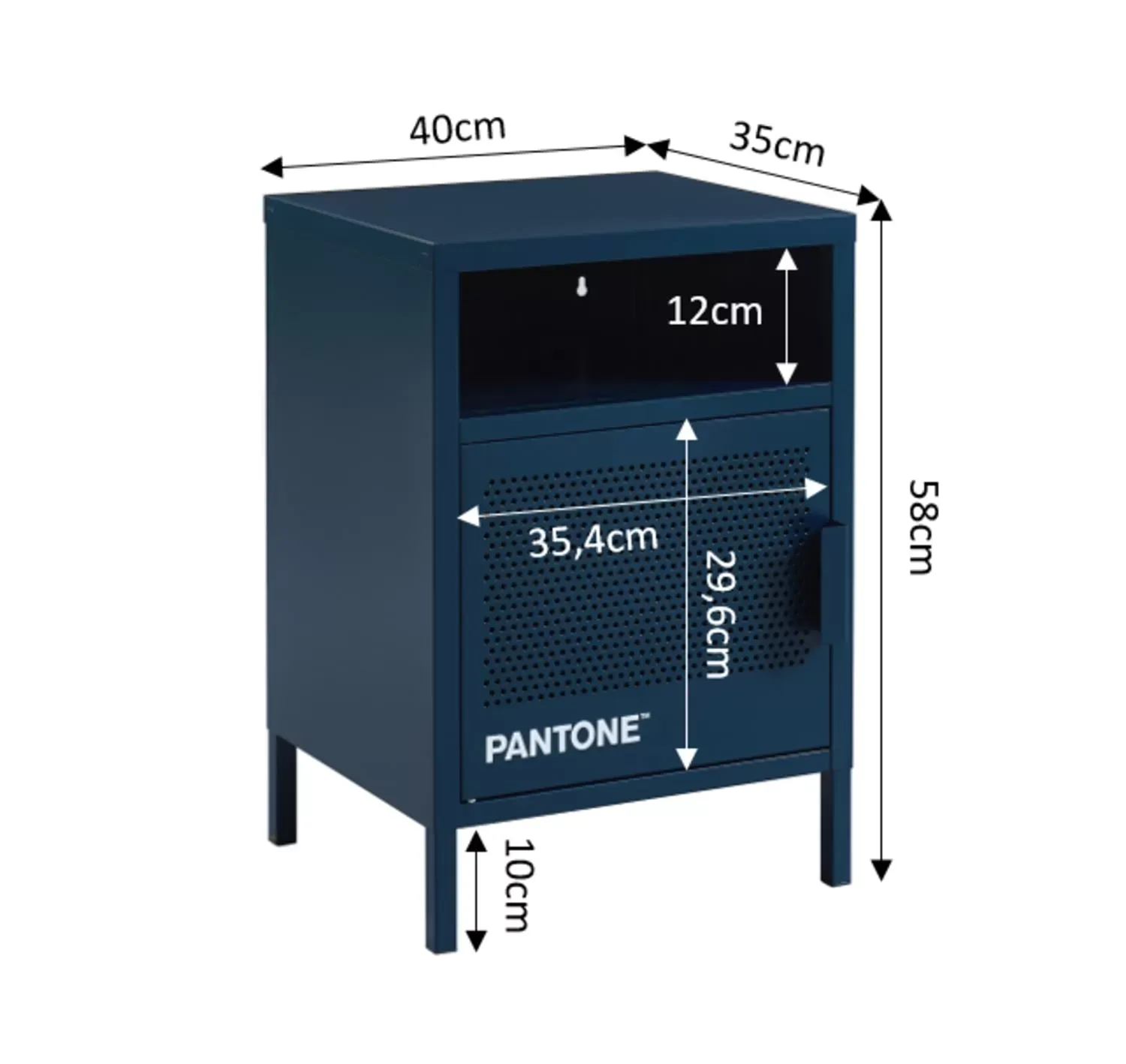 Illustration numéro 3 du produit Table de chevet métal bleu nuit 40cm
