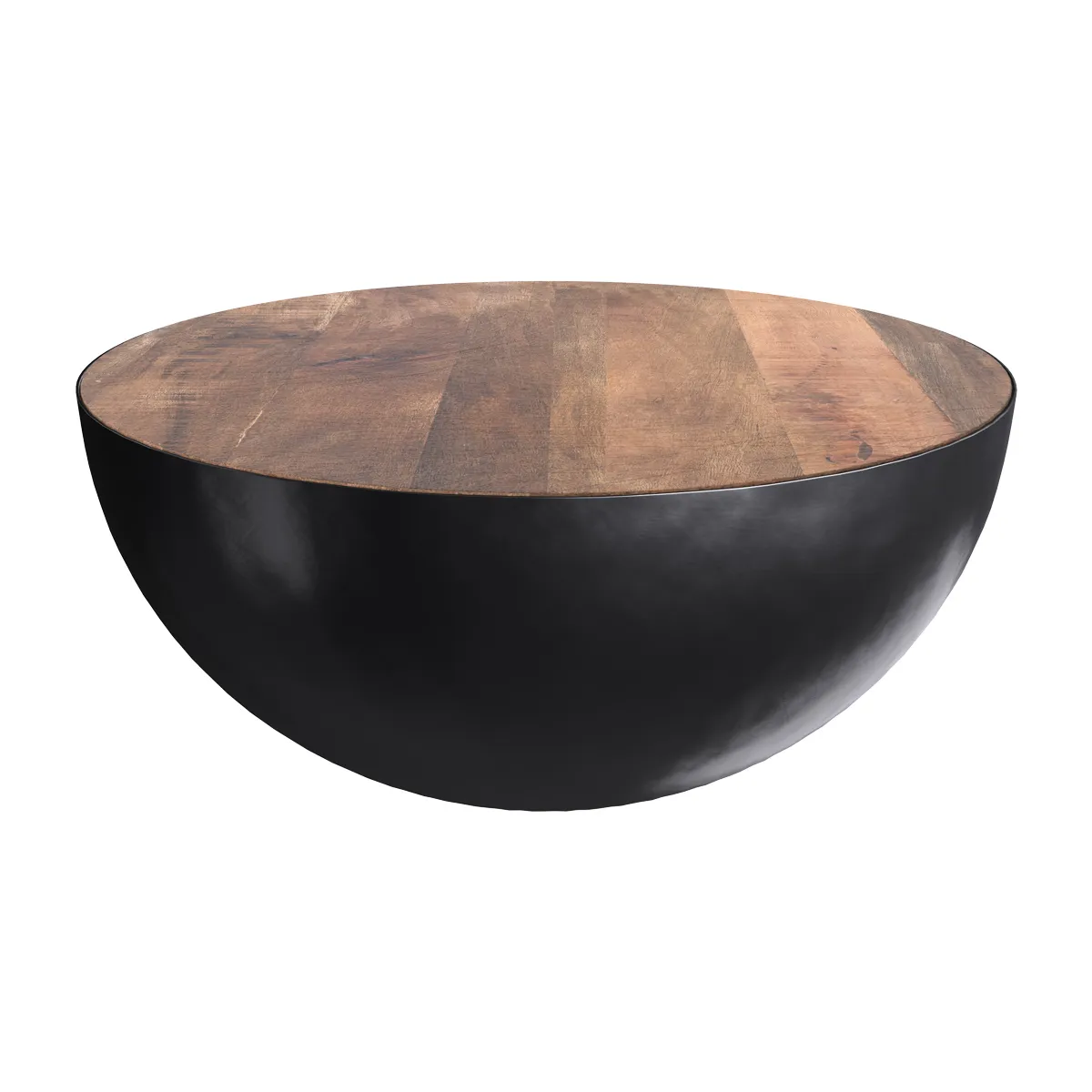 Illustration numéro 3 du produit Table basse ronde en bois massif et métal d70 cm