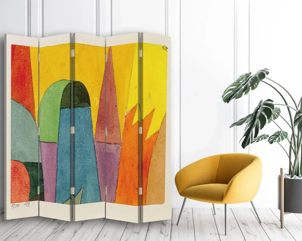 Illustration numéro 3 du produit Paravent With The Mauve Triangle - Paul Klee cm 180x170 (5 volets)