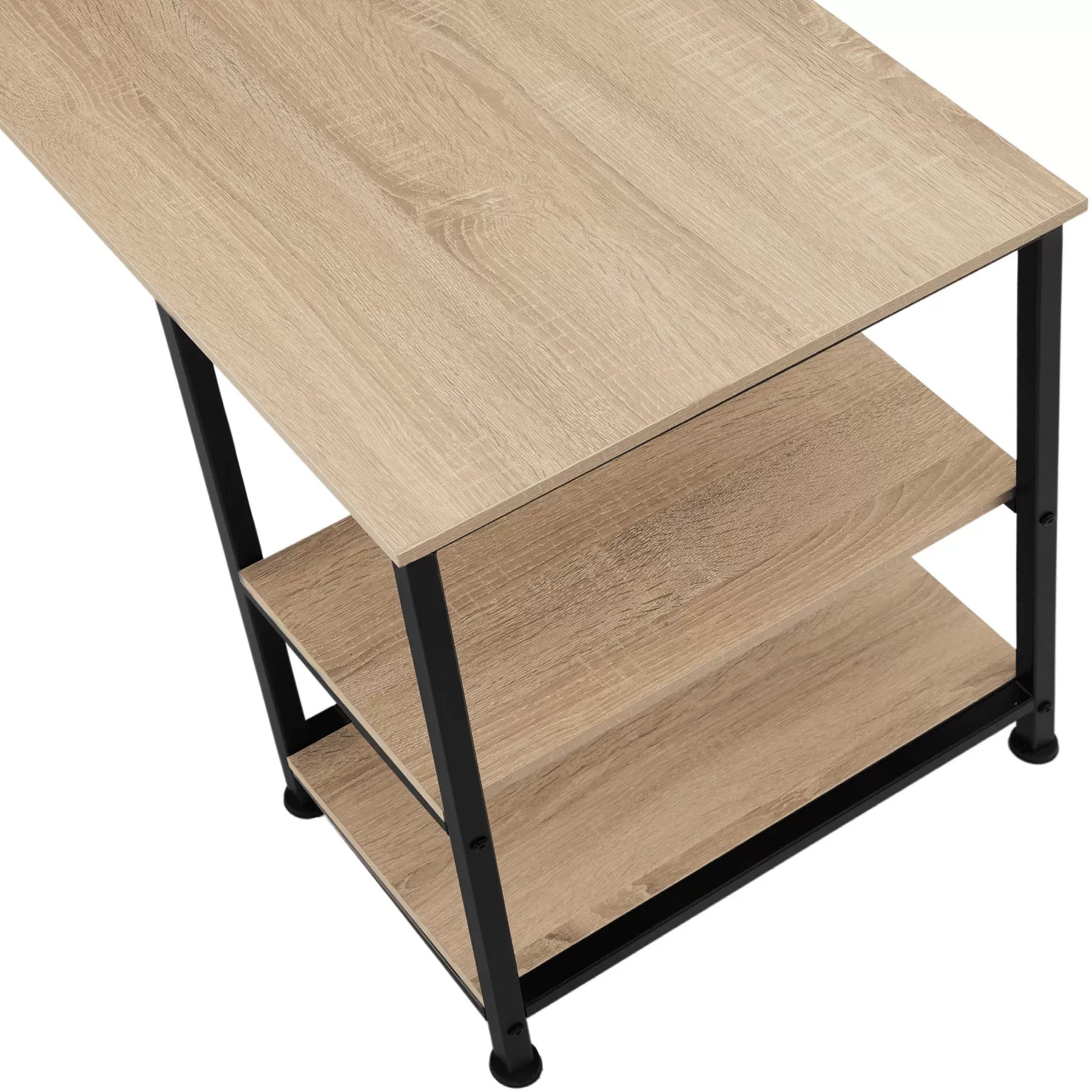 Illustration numéro 3 du produit Bureau Style industriel 2 étagères 2 espaces de stockage bois clair