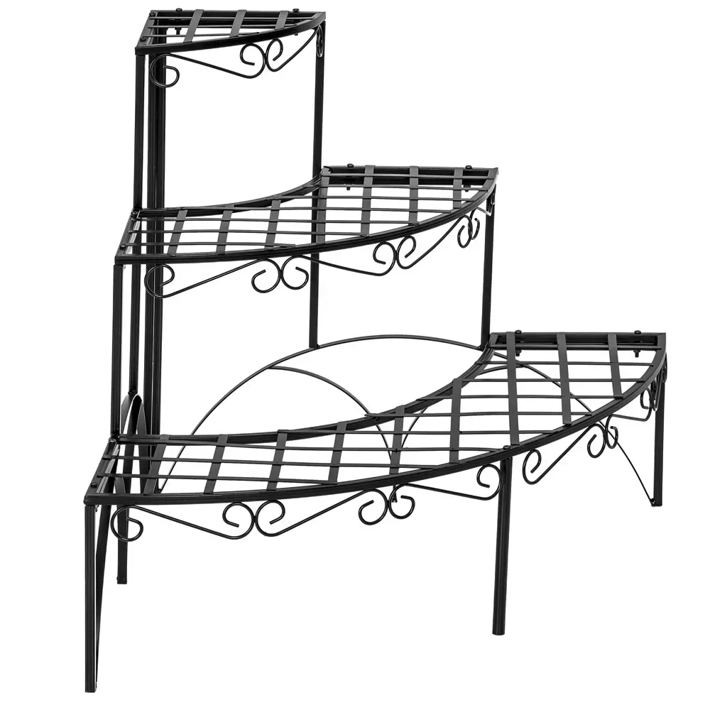 Illustration numéro 3 du produit Étagère pour plantes droite à 3 niveaux noir