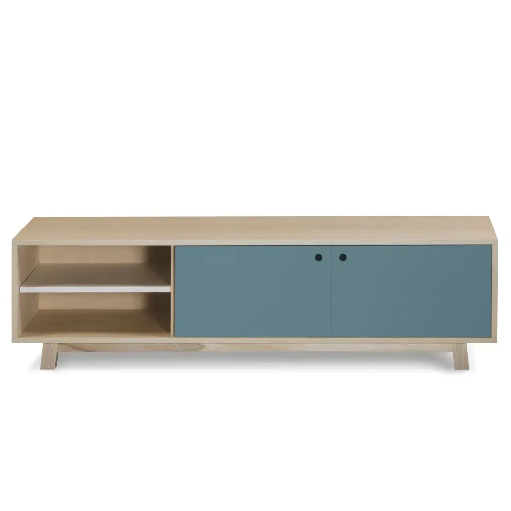 Illustration numéro 3 du produit Meuble TV 2 portes coulissantes 160 cm, en frêne