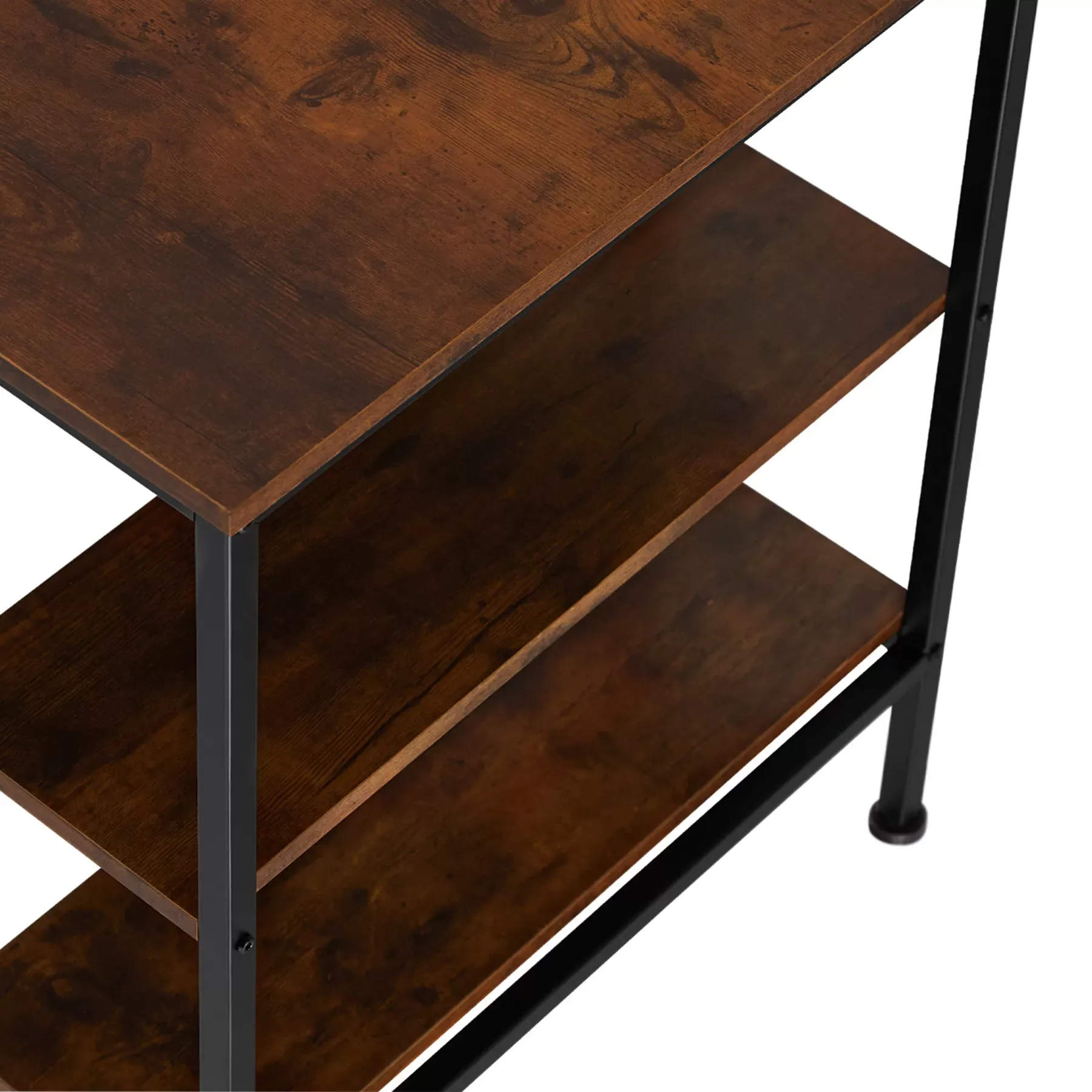 Illustration numéro 3 du produit Bureau Style industriel étagère avec 2 espaces de stockage bois foncé