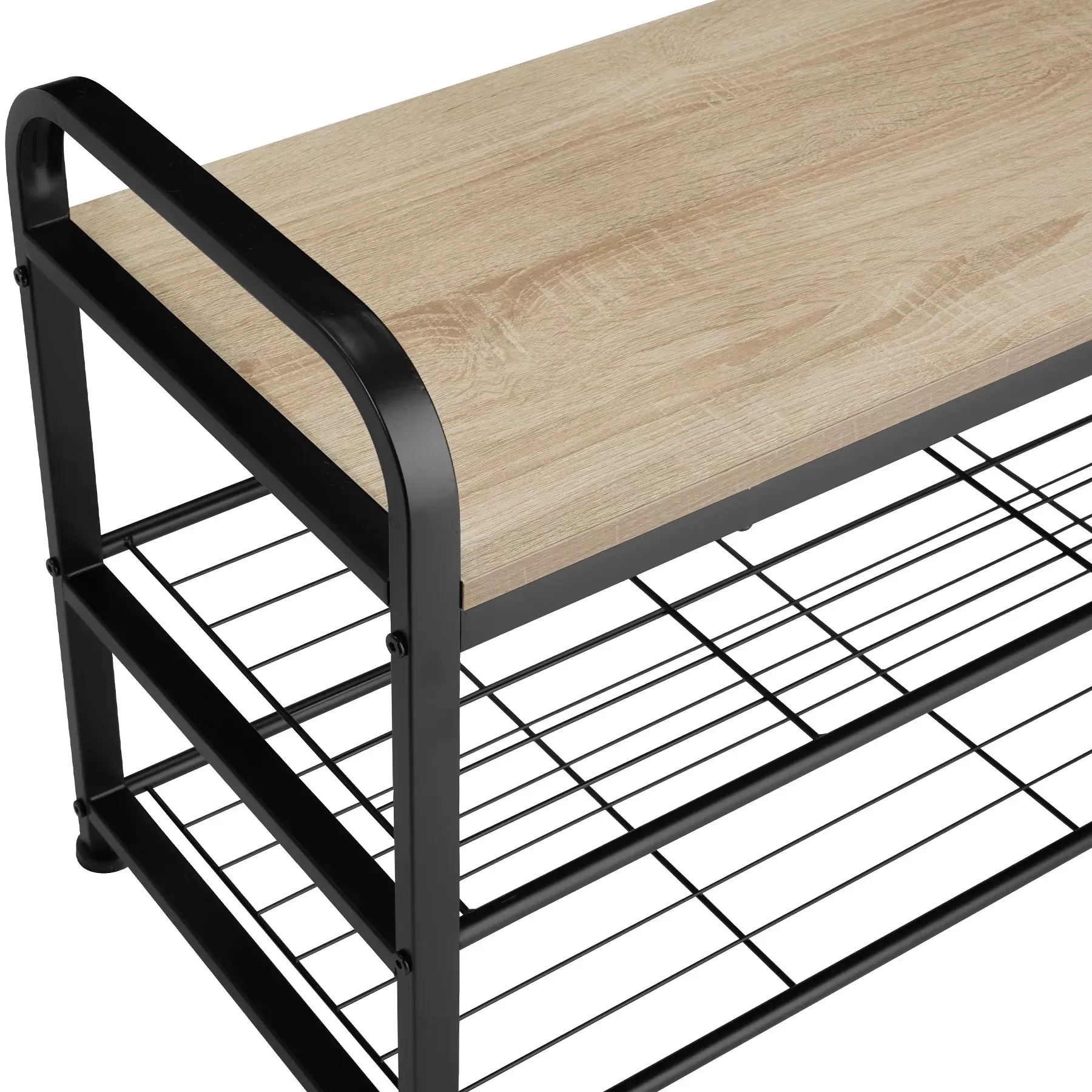 Illustration numéro 3 du produit Étagère à chaussures Style industriel 91x36x55cm Bois clair