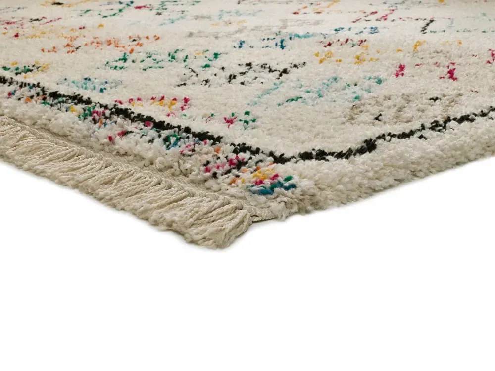 Illustration numéro 3 du produit Tapis berbère crème/multicolore 135x190 cm