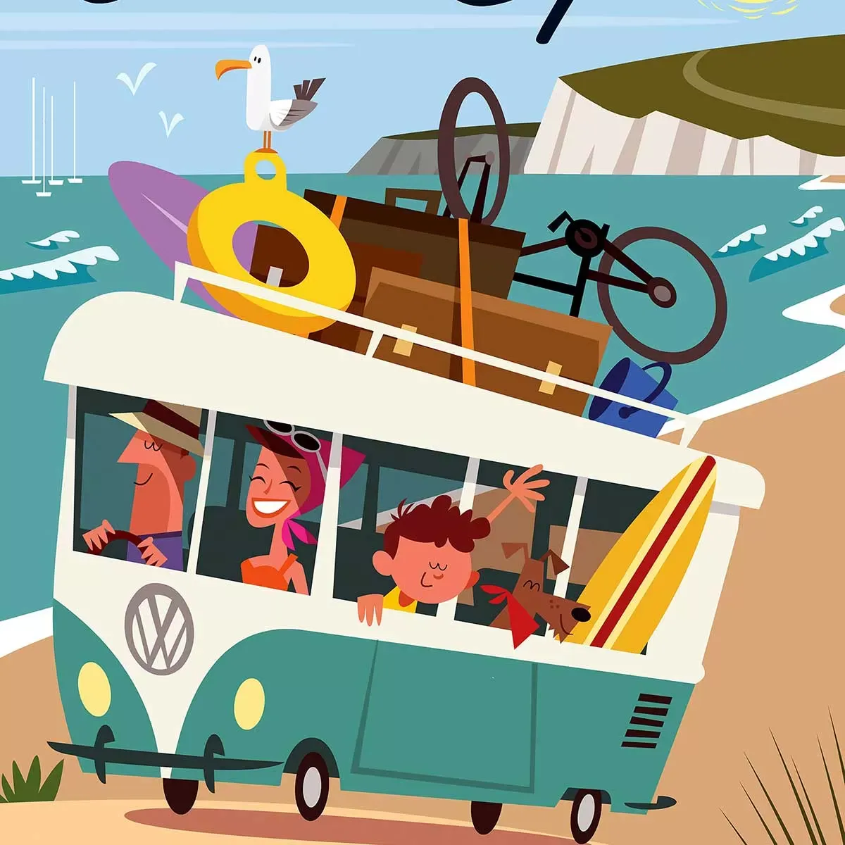 Illustration numéro 3 du produit Tableau road trip sur la côte d'opale imprimé sur toile 30x45 cm