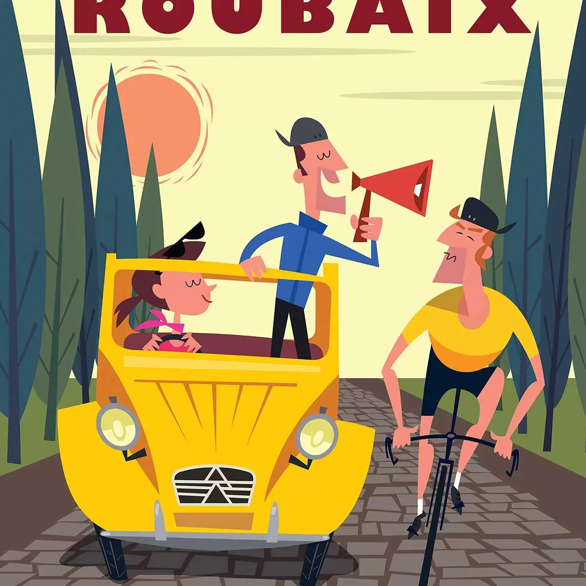 Illustration numéro 3 du produit Tableau course Paris - Roubaix imprimé sur toile 60x90 cm