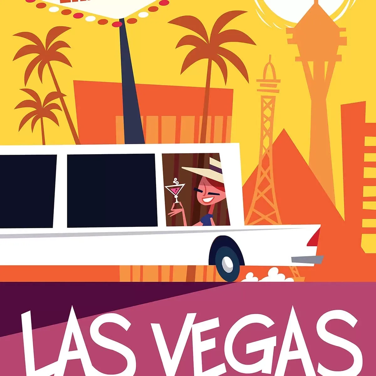 Illustration numéro 3 du produit Tableau road trip à vegas imprimé sur toile 30x45 cm