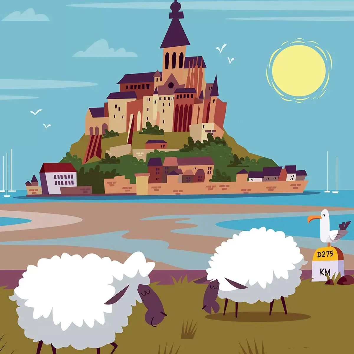 Illustration numéro 3 du produit Tableau Mont Saint Michel imprimé sur toile 80x120 cm