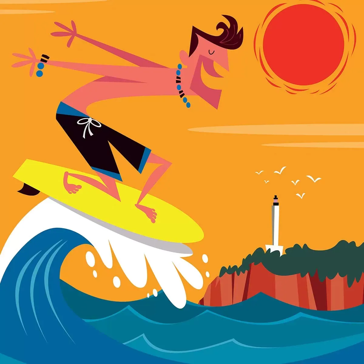 Illustration numéro 3 du produit Tableau surf à Biarritz imprimé sur toile 40x60 cm