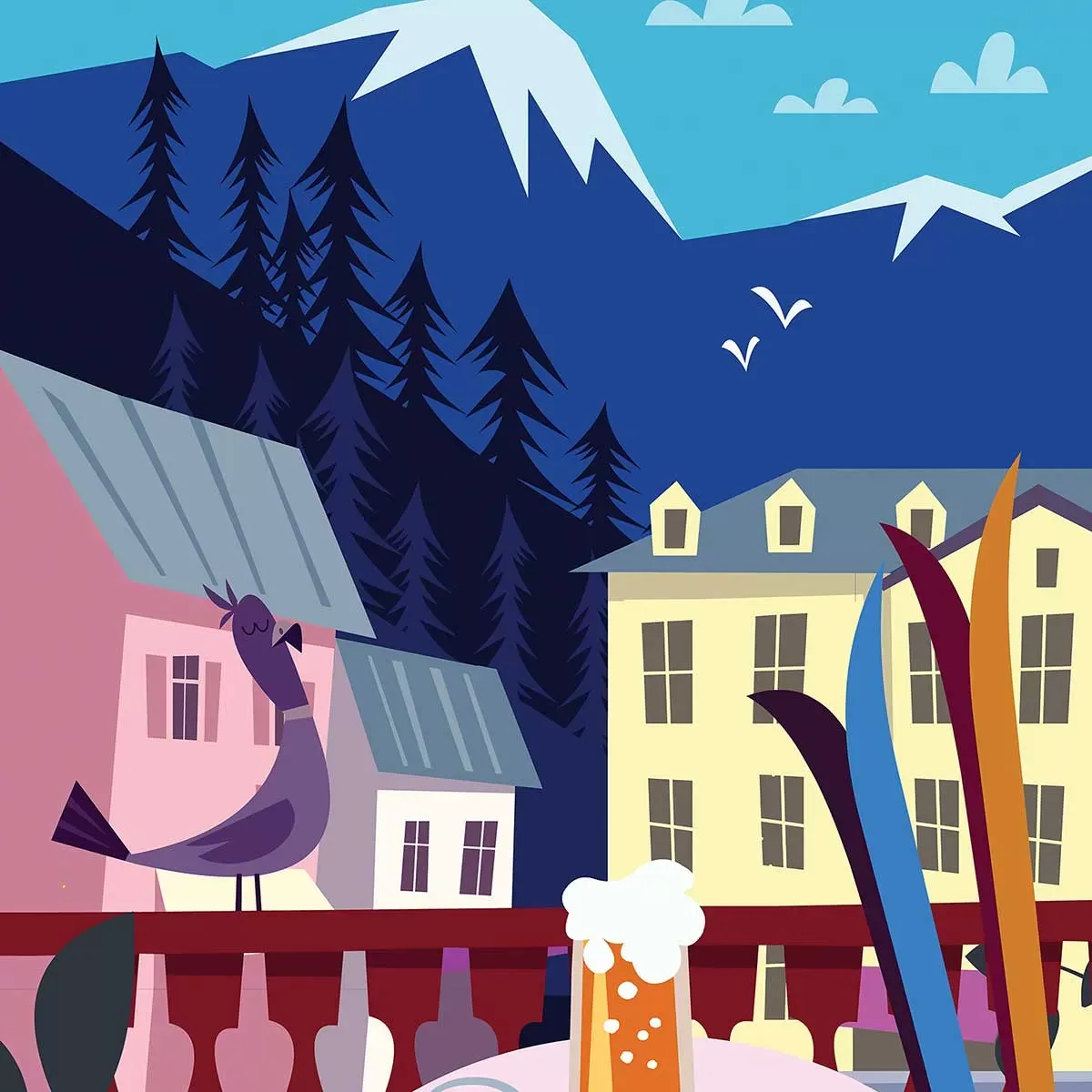 Illustration numéro 3 du produit Tableau Chamonix Mont Blanc imprimé sur toile 30x45 cm