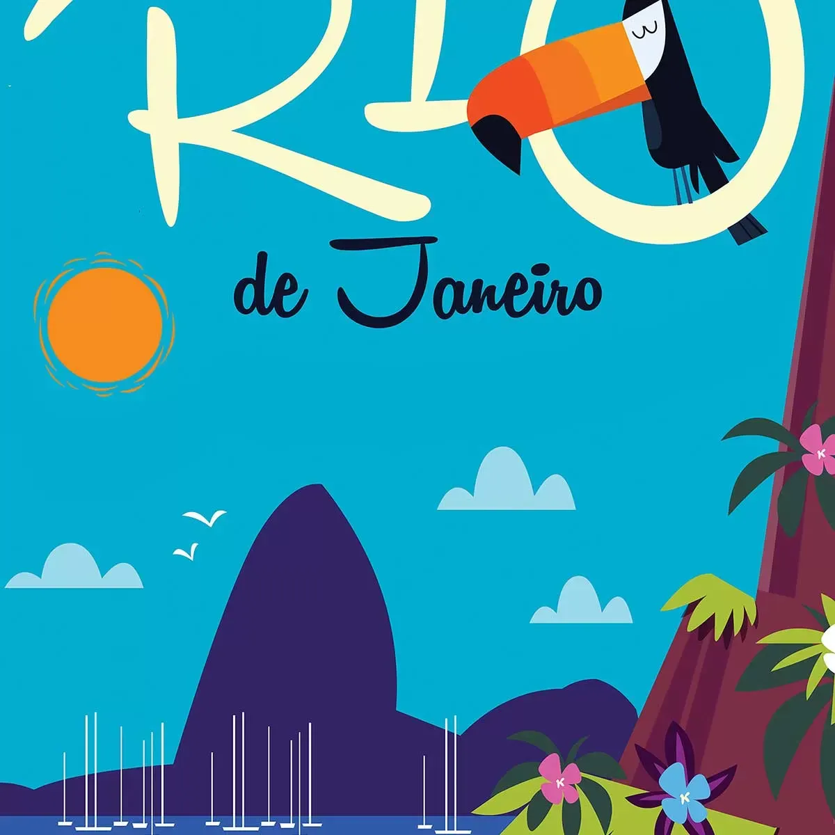 Illustration numéro 3 du produit Tableau toucan à Rio de Janeiro imprimé sur toile 60x90 cm