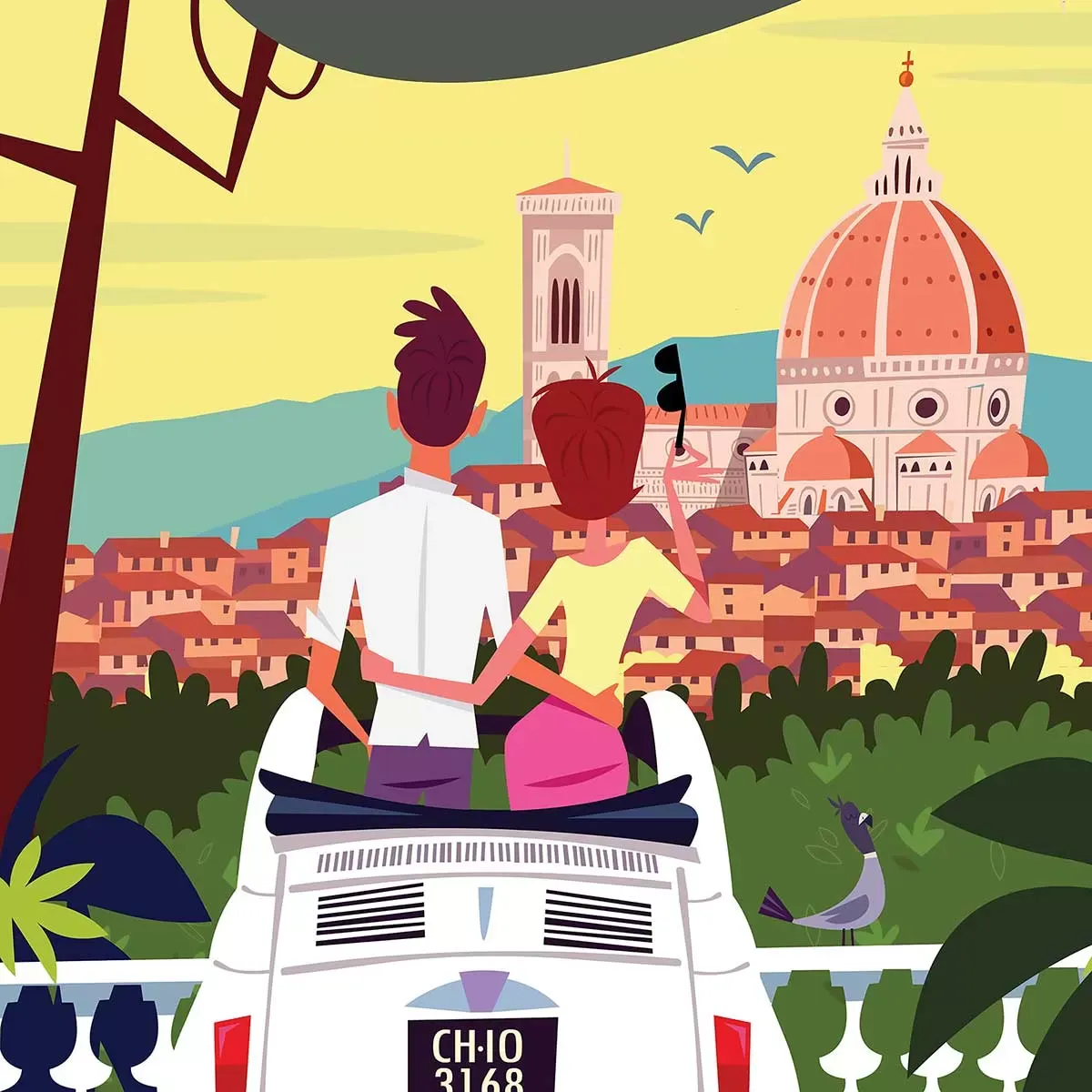 Illustration numéro 3 du produit Tableau voyage à Florence imprimé sur toile 40x60 cm