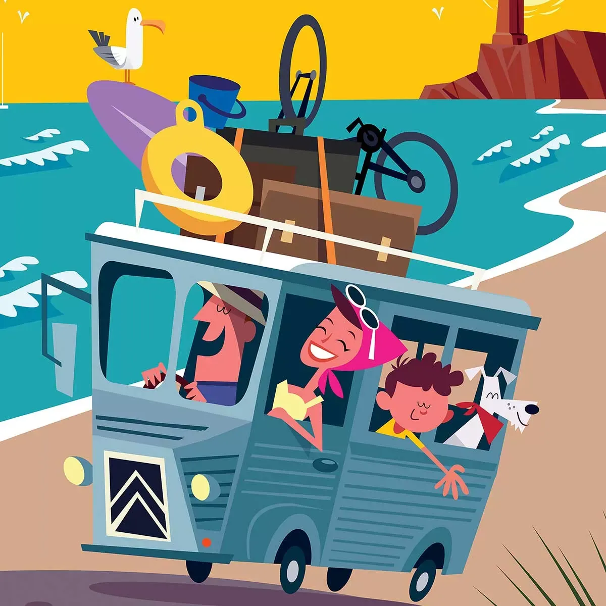 Illustration numéro 3 du produit Tableau road trip à Perros Guirec imprimé sur toile 40x60 cm