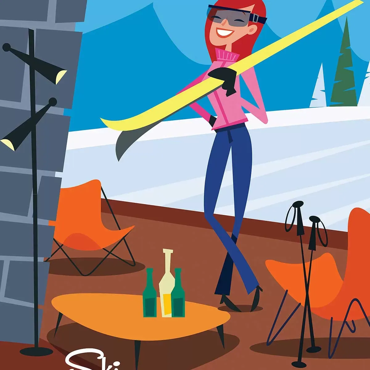 Illustration numéro 3 du produit Tableau ski à courchevel imprimé sur toile 40x60 cm