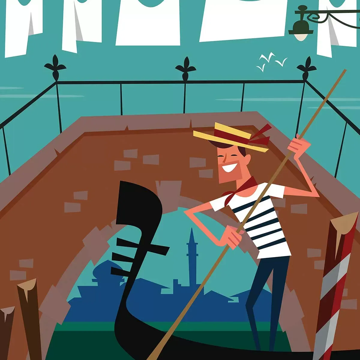 Illustration numéro 3 du produit Tableau gondole à venise imprimé sur toile 30x45 cm