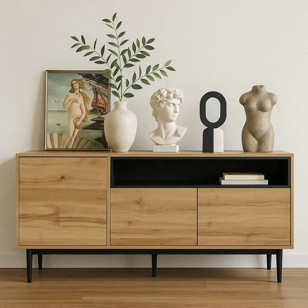 Illustration numéro 3 du produit Vitrine d'Exposition Moderne en Bois Naturel avec Rangement