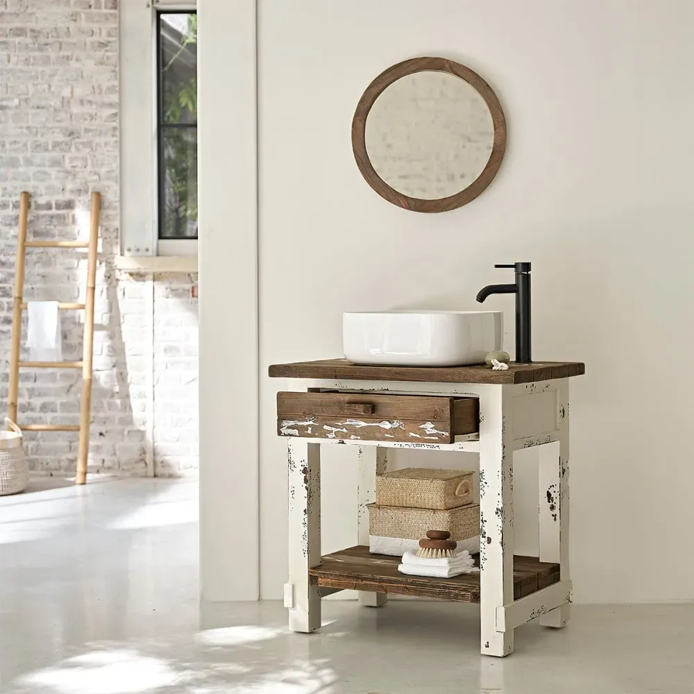 Illustration numéro 3 du produit Meuble sous vasque en pin recyclé massif