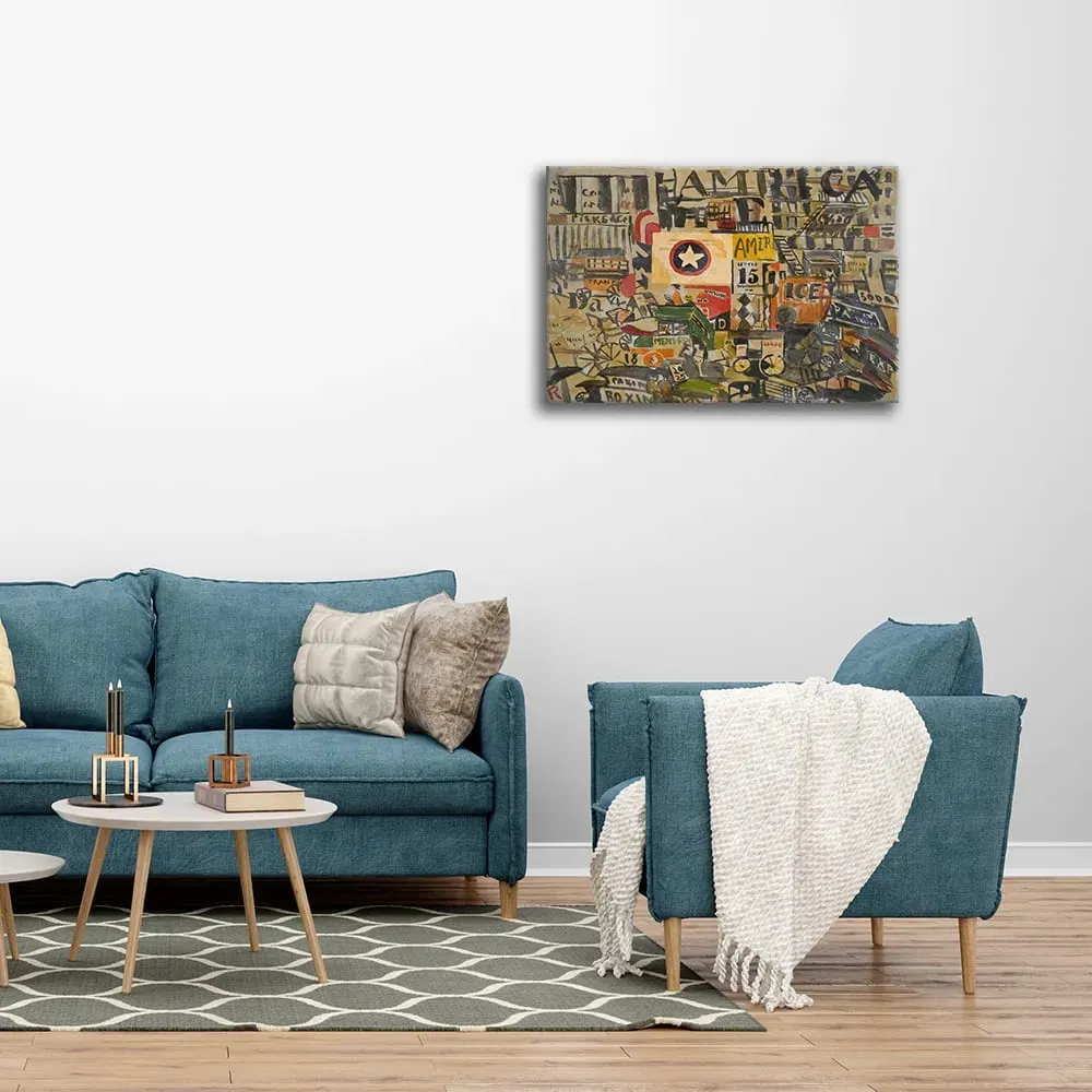 Illustration numéro 3 du produit Tableau - Scène de Rue à New York - Joaquín Torres-García 50x70cm