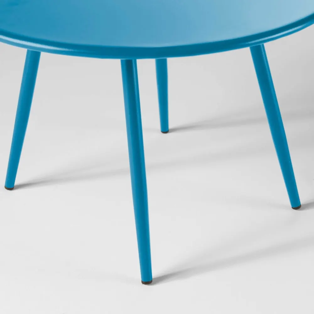 Illustration numéro 3 du produit Table basse ronde en métal bleu pacific