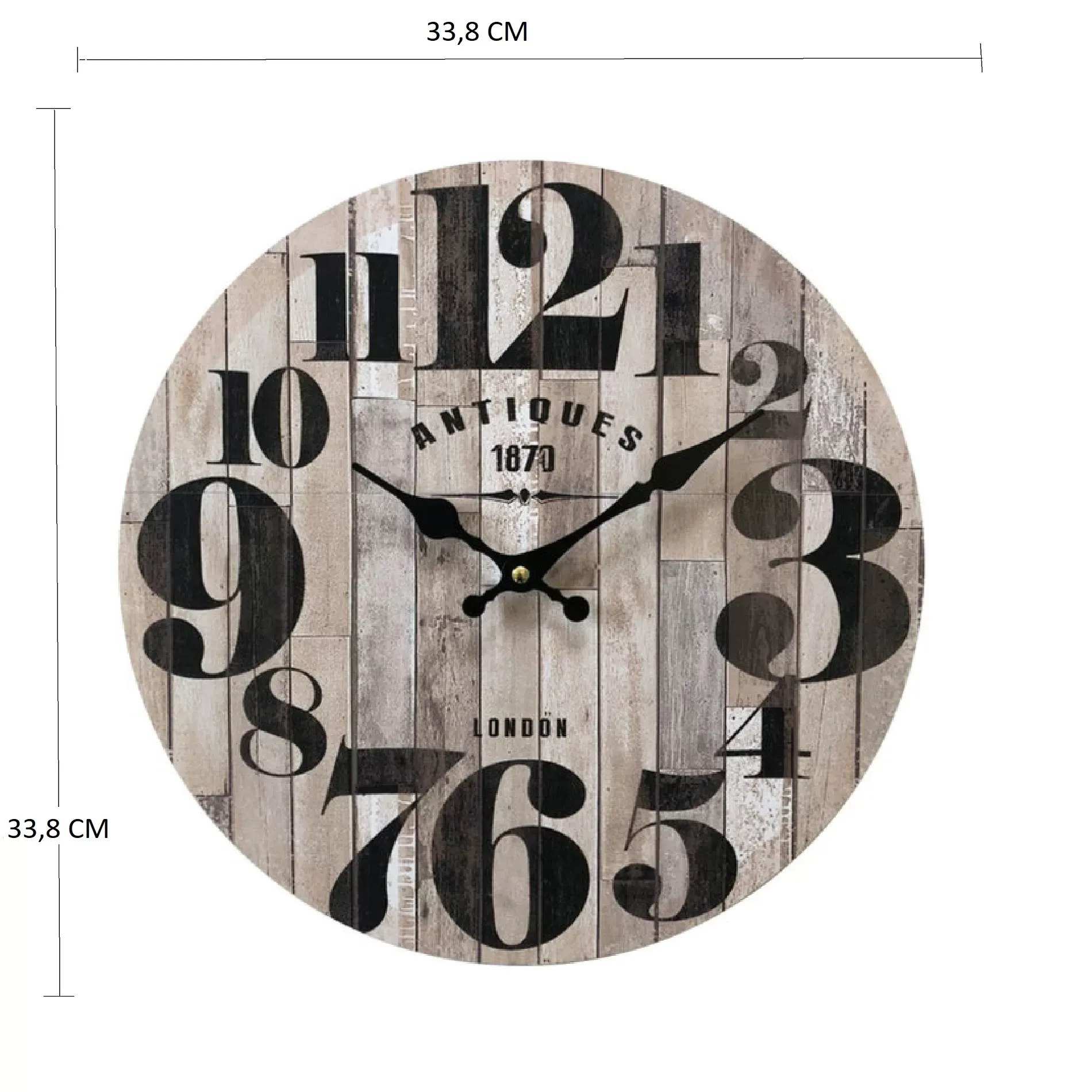 Illustration numéro 3 du produit Horloge murale effet bois marron noir et gris ø 33,8 cm