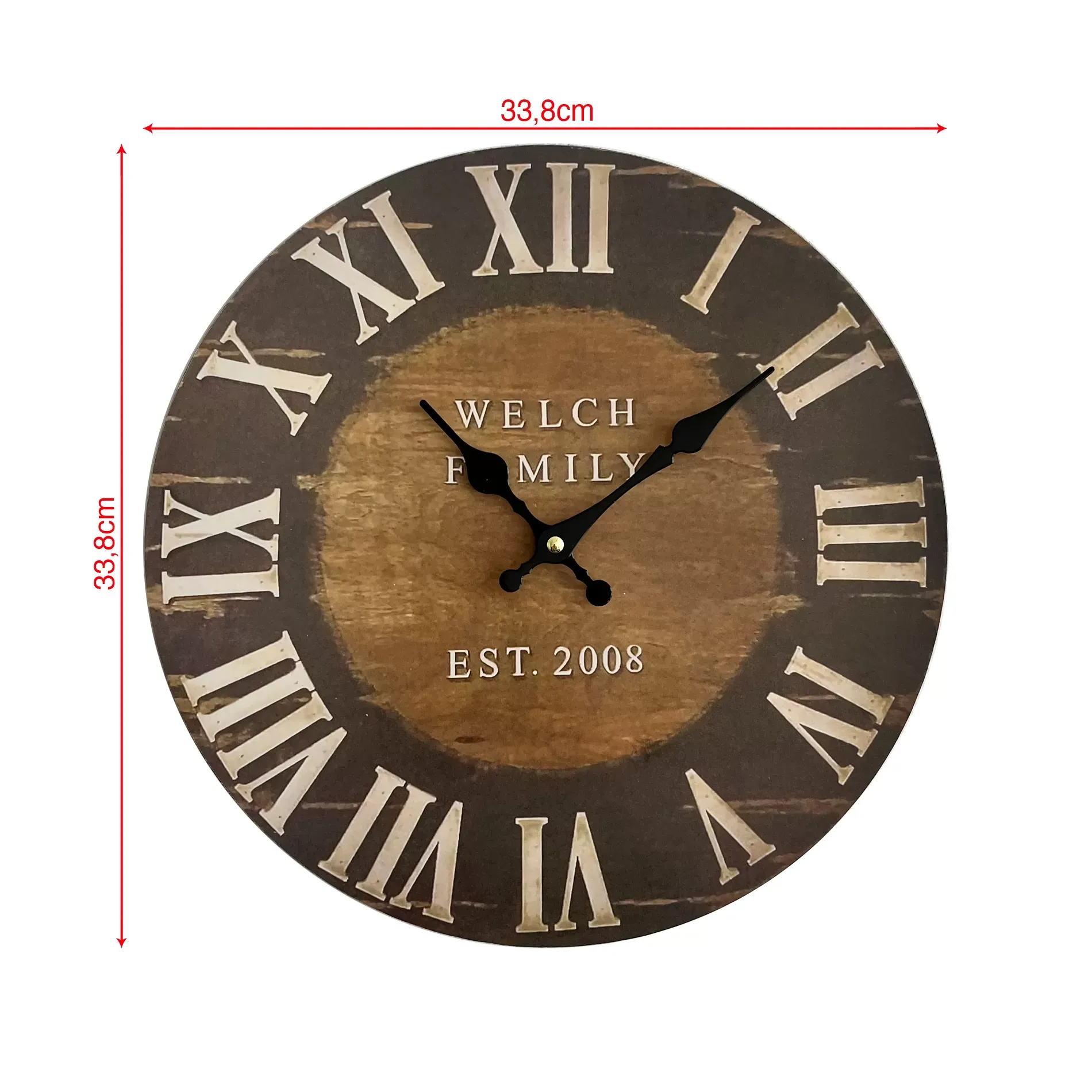 Illustration numéro 3 du produit Horloge murale effet bois marron et blanc ø 33,8 cm