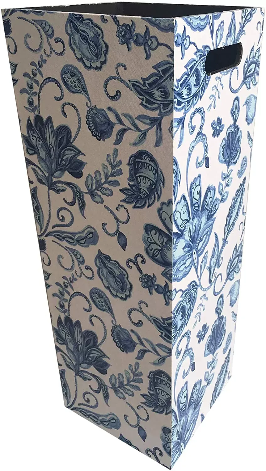 Illustration numéro 3 du produit Porte parapluie rectangulaire en toile bois florale blanc et bleu