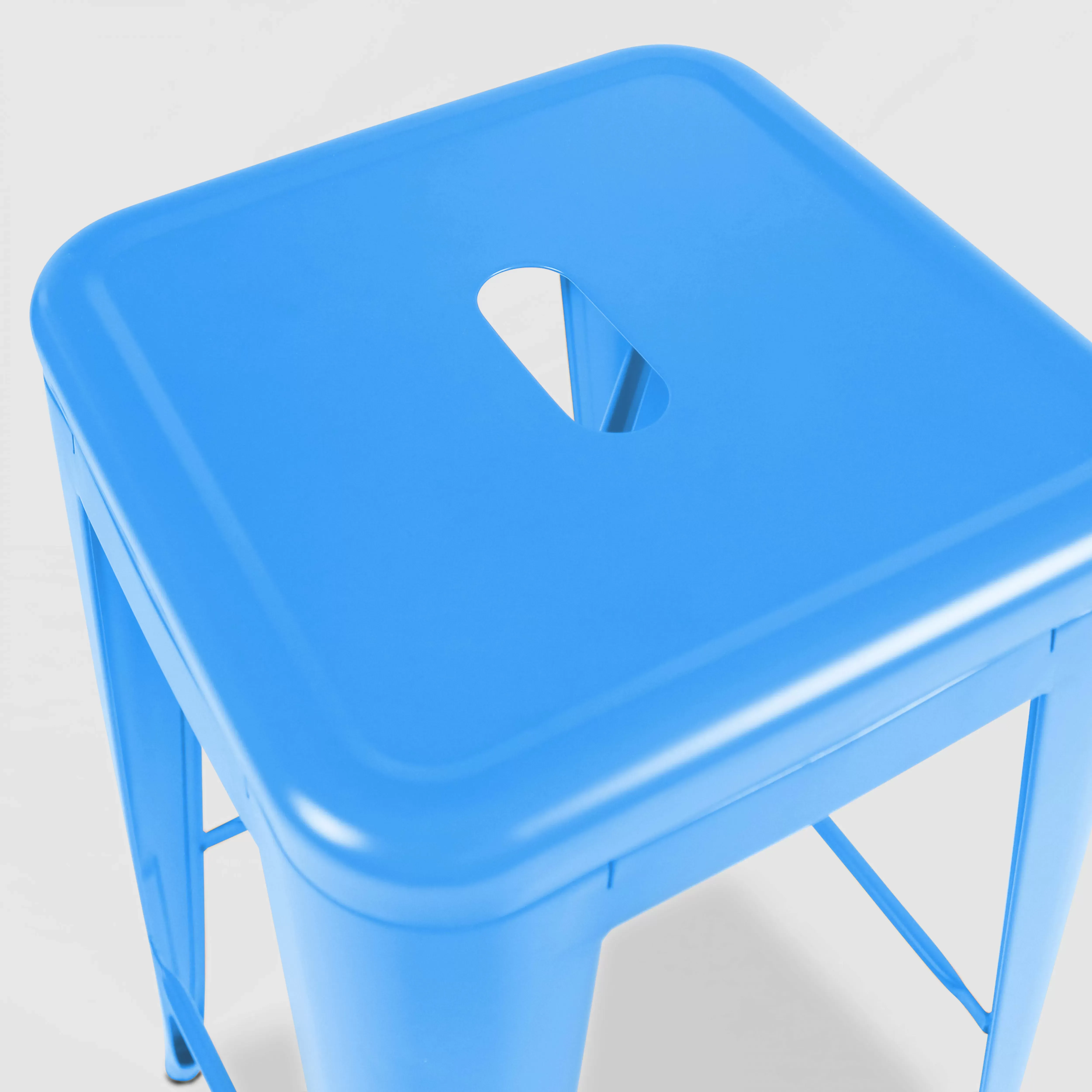 Illustration numéro 3 du produit Tabouret de bar en métal bleu mat