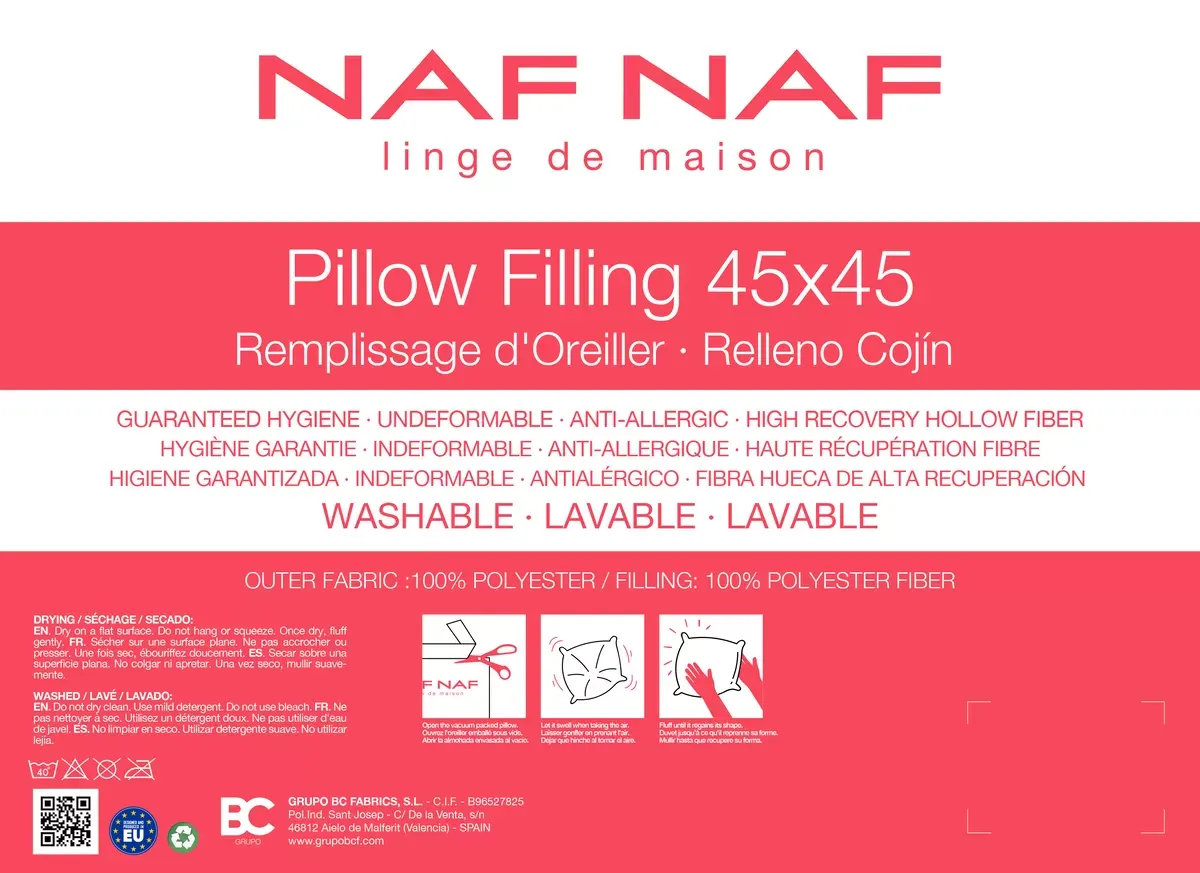 Illustration numéro 3 du produit Lot de 2 oreillers 45x45 cm blanc