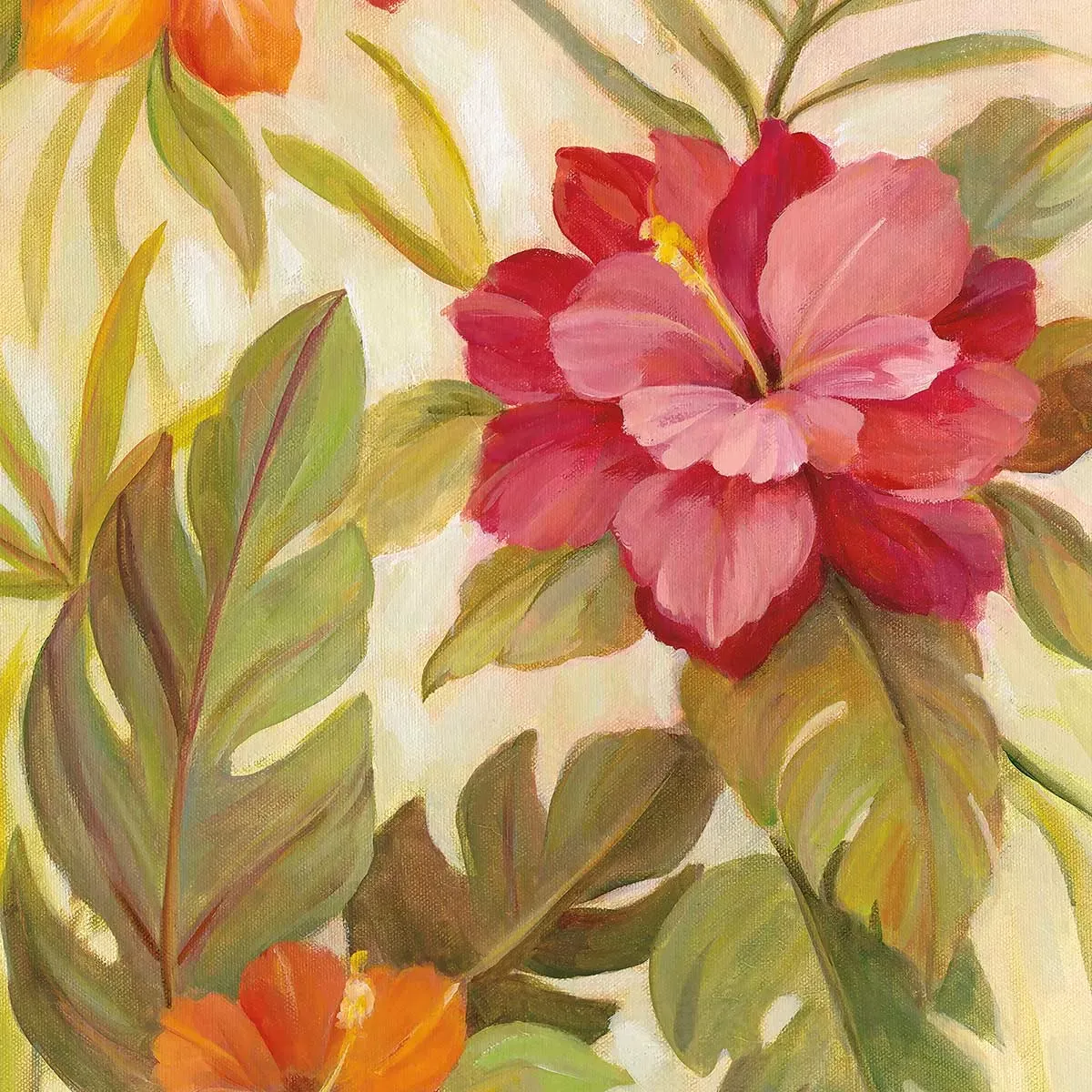 Illustration numéro 3 du produit Tableau fleurs corail imprimé sur toile 60x90 cm