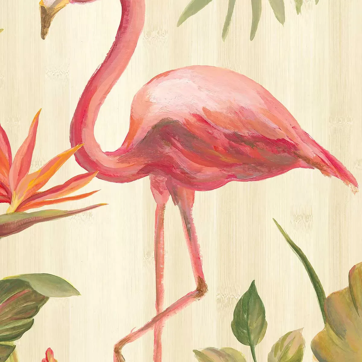 Illustration numéro 3 du produit Tableau flamant rose tropical imprimé sur toile 60x90 cm