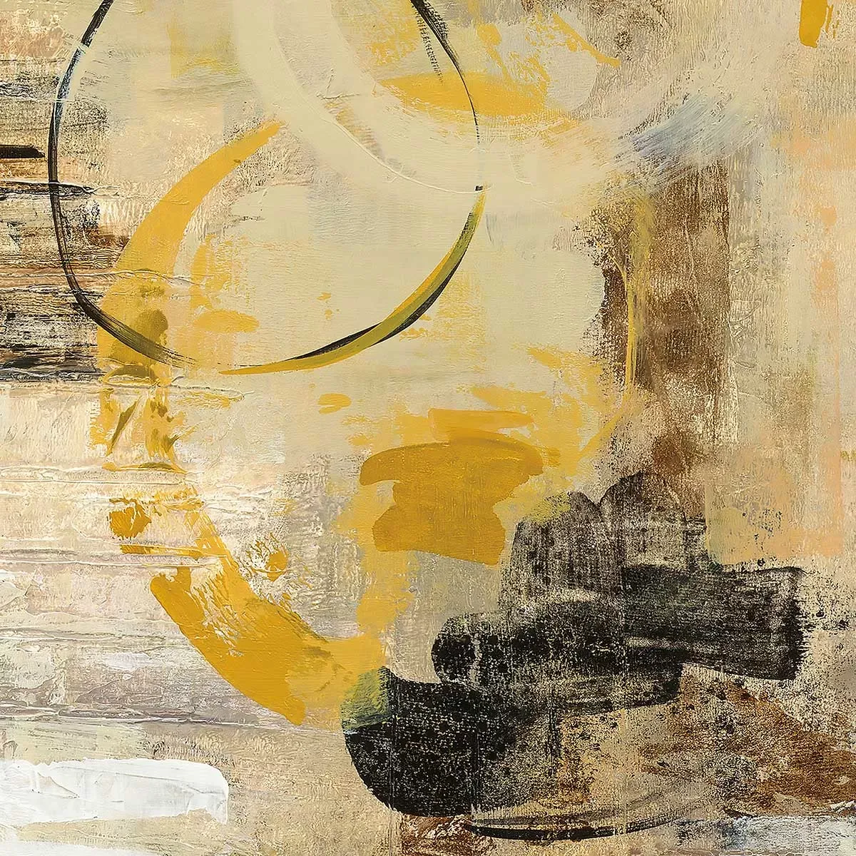 Illustration numéro 3 du produit Tableau lueur couleur crème imprimé sur toile 80x80 cm