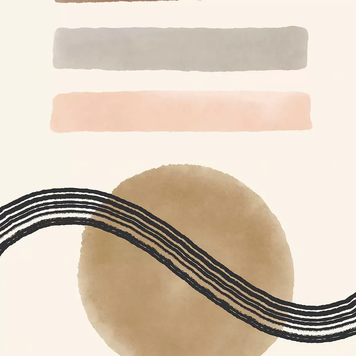 Illustration numéro 3 du produit Tableau abstrait des années 50 imprimé sur toile 30x45 cm