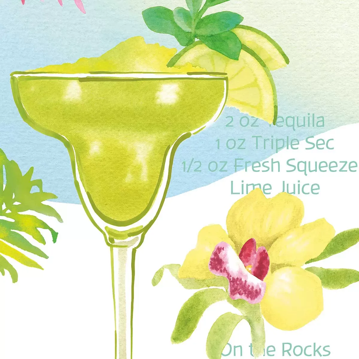 Illustration numéro 3 du produit Tableau margarita en aquarelle imprimé sur toile 30x45 cm