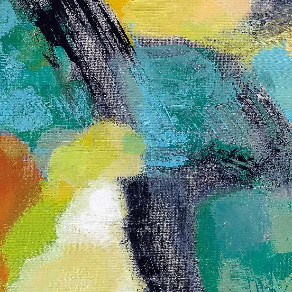 Illustration numéro 3 du produit Tableau arc en ciel sur l'asphalte imprimé sur toile 80x80 cm