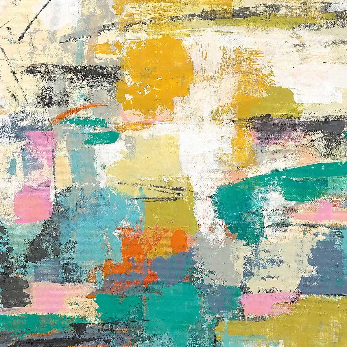 Illustration numéro 3 du produit Tableau peinture sur soie imprimé sur toile 80x80 cm