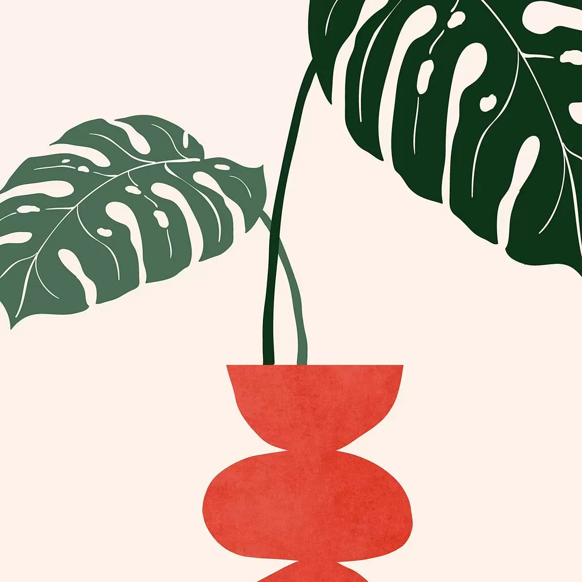 Illustration numéro 3 du produit Tableau fleurs déco vase Monstera imprimé sur toile 40x60 cm