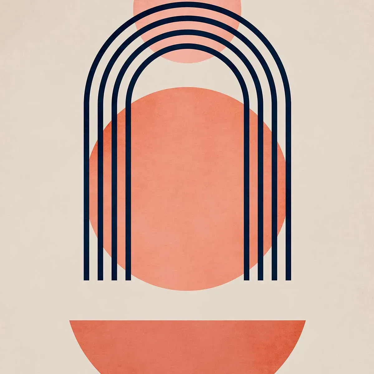 Illustration numéro 3 du produit Tableau dessin Bauhaus abstrait imprimé sur toile 60x90 cm